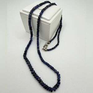 23" D'Joy faceted, rondelle, graduated blue sapphire necklace with 925 clasp!